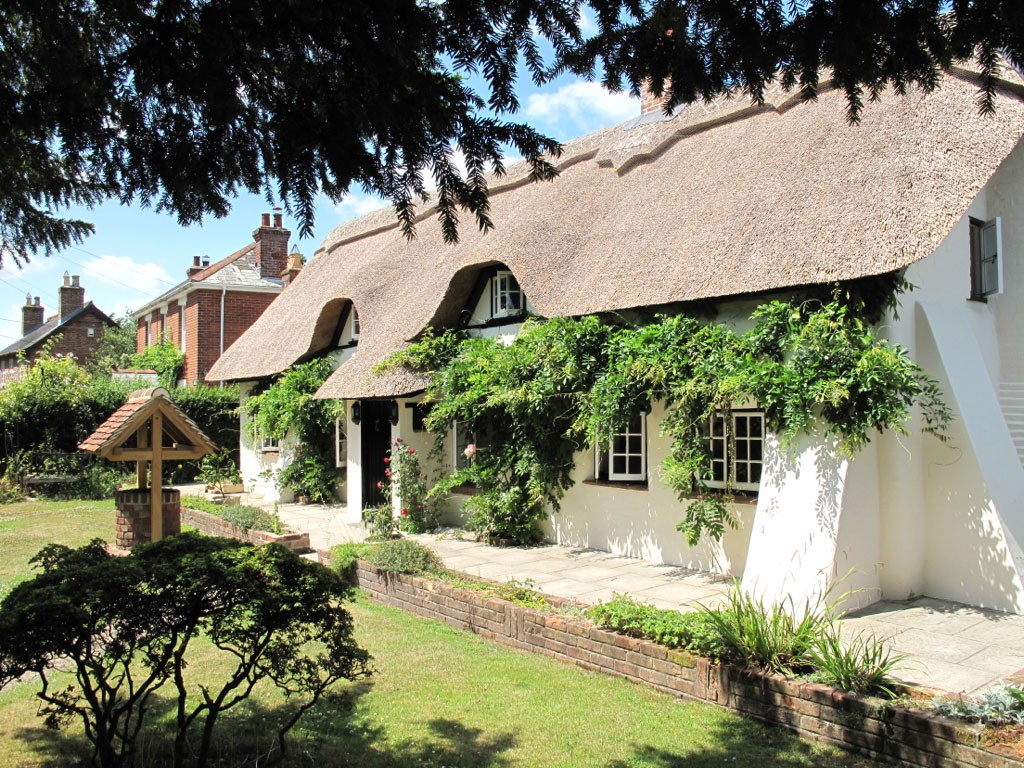 Water reed thatch with turnover block pattern ridge